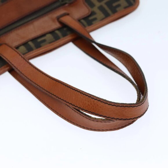 FENDI Zucca Canvas Tote Bag Brown Black Auth am6121 - Picture 8 of 16